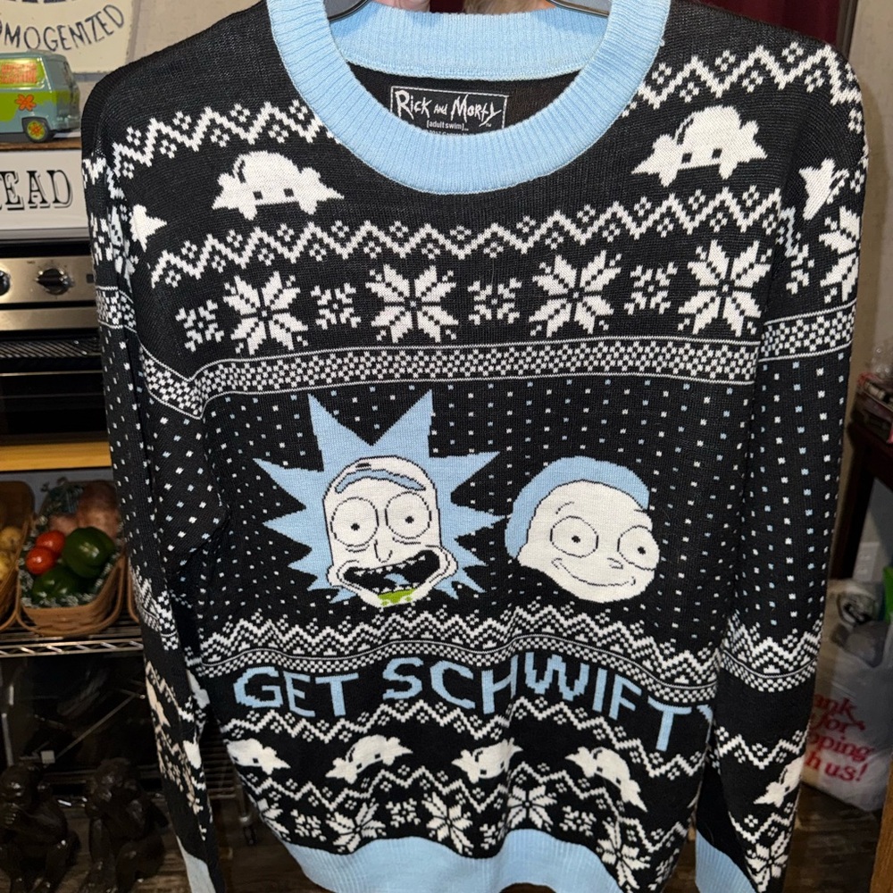 Cartoon Network Black and Light Blue Crewneck Sweater